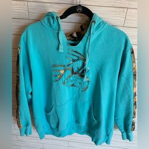 Legendary aqua Blue Camouflage womens Sweat shirt hoodie